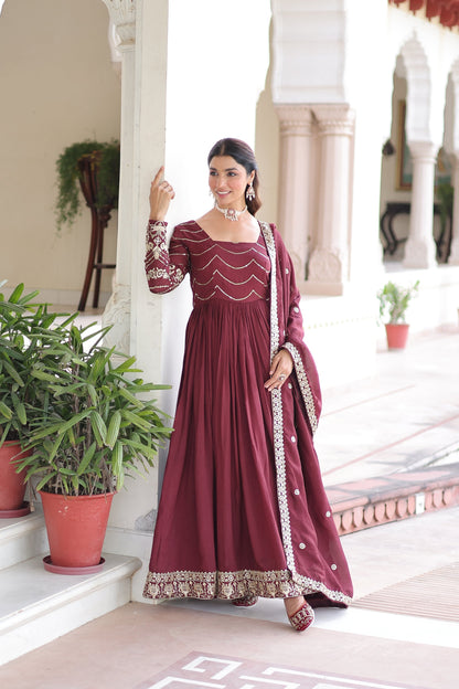 VICHITRA SILK RICH SEQUINS EMBROIDERED GOWN WITH DUPATTA (WDN05)