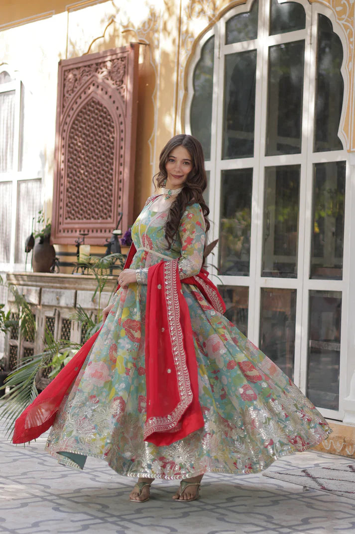 RUSSIAN SILK EMBROIDERED GOWN WITH DUPATTA(WD92) (01)