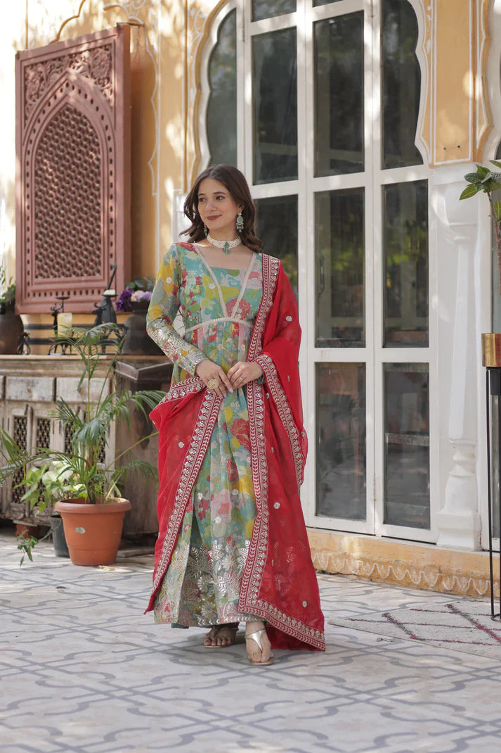RUSSIAN SILK EMBROIDERED GOWN WITH DUPATTA(WD92) (01)