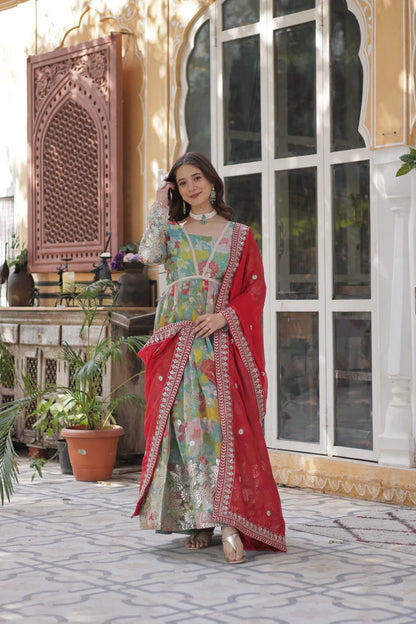 RUSSIAN SILK EMBROIDERED GOWN WITH DUPATTA(WD92) (01)