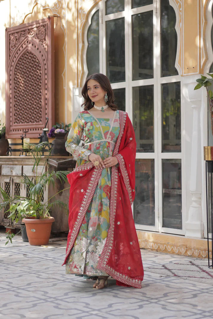 RUSSIAN SILK EMBROIDERED GOWN WITH DUPATTA(WD92) (01)