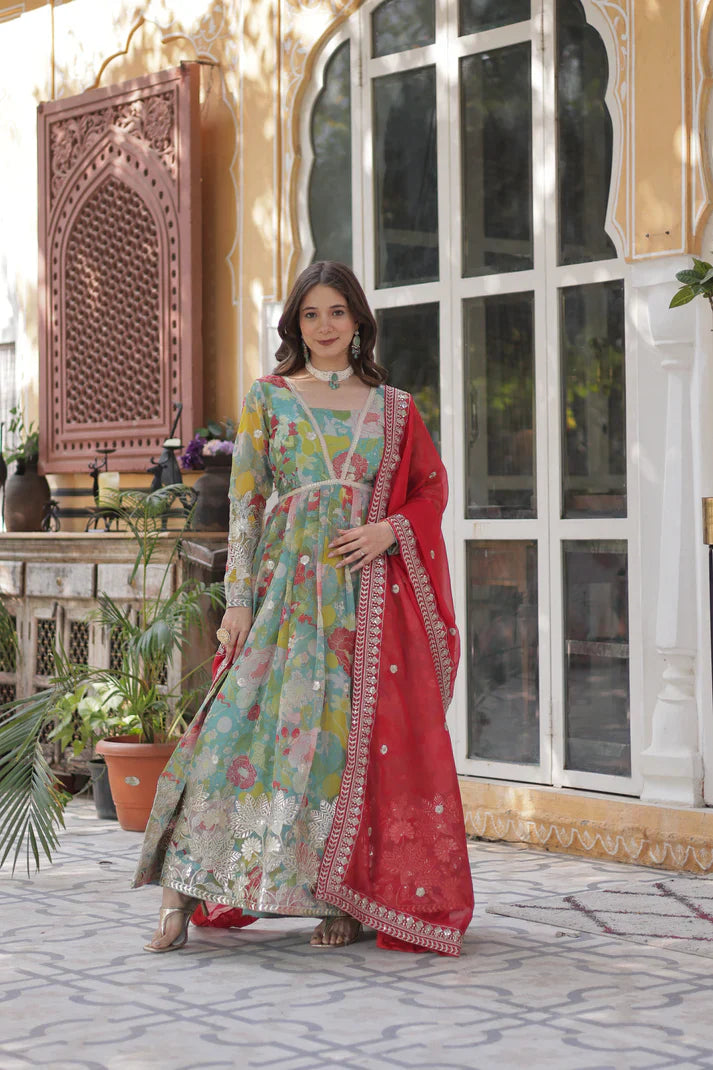 RUSSIAN SILK EMBROIDERED GOWN WITH DUPATTA(WD92) (01)
