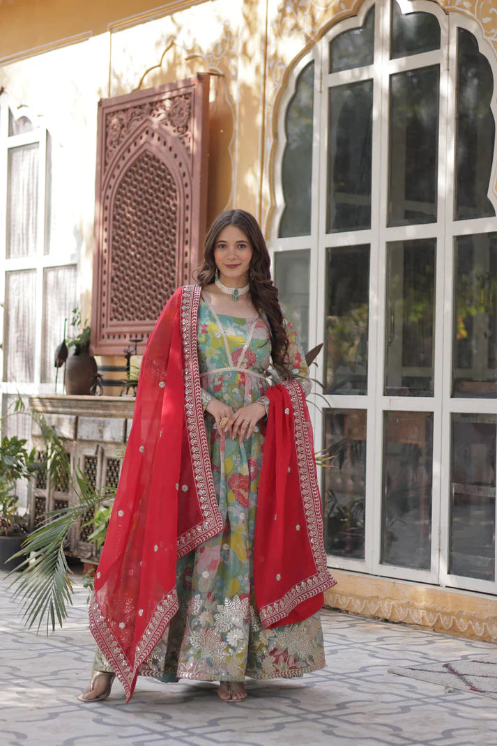RUSSIAN SILK EMBROIDERED GOWN WITH DUPATTA(WD92) (01)