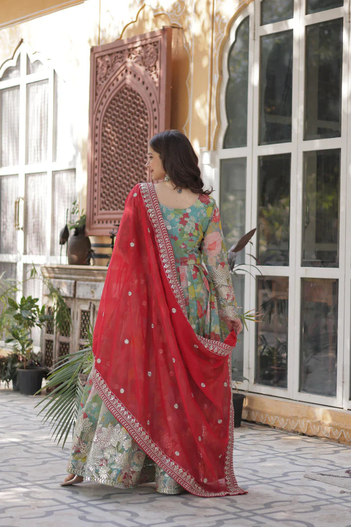 RUSSIAN SILK EMBROIDERED GOWN WITH DUPATTA(WD92) (01)