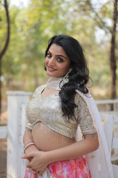 TILTON WEDDING SPECIAL FAUX GEORGETTE HEAVY SEQUINS EMBROIDERED LEHENGA CHOLI