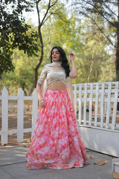 TILTON WEDDING SPECIAL FAUX GEORGETTE HEAVY SEQUINS EMBROIDERED LEHENGA CHOLI