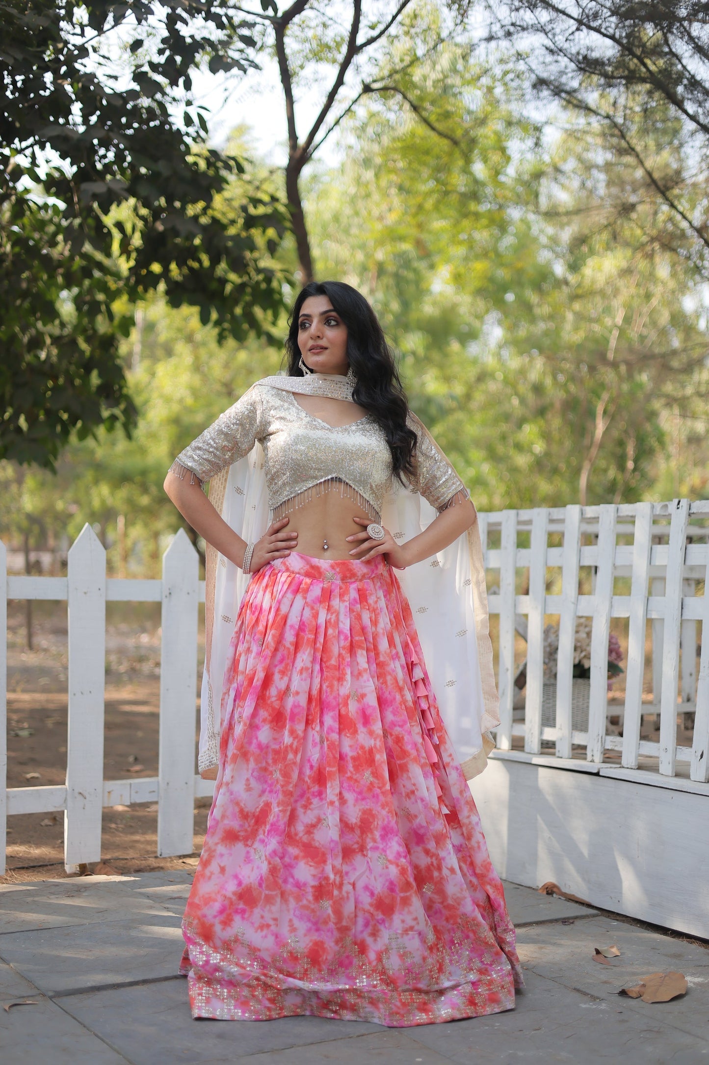 WEDDING SPECIAL FAUX GEORGETTE HEAVY SEQUINS EMBROIDERED LEHENGA CHOLI (WDN113)