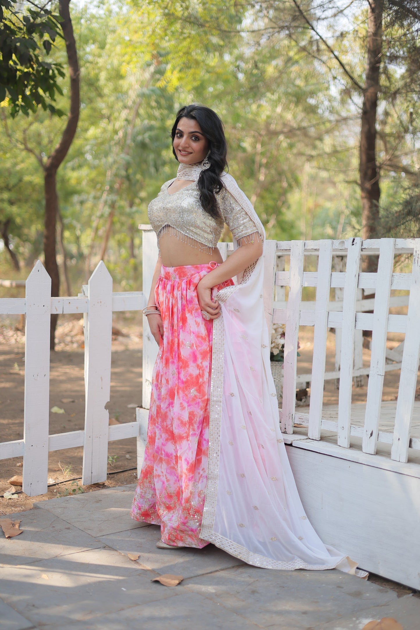 WEDDING SPECIAL FAUX GEORGETTE HEAVY SEQUINS EMBROIDERED LEHENGA CHOLI (WDN113)