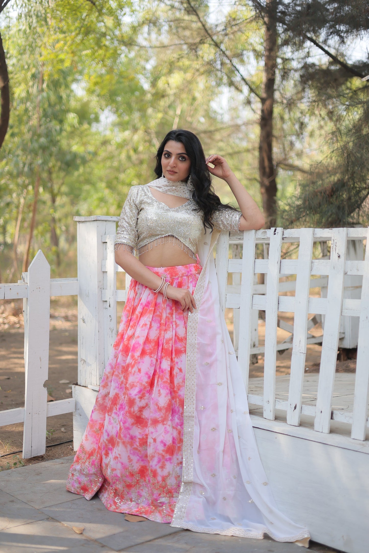 WEDDING SPECIAL FAUX GEORGETTE HEAVY SEQUINS EMBROIDERED LEHENGA CHOLI (WDN113)