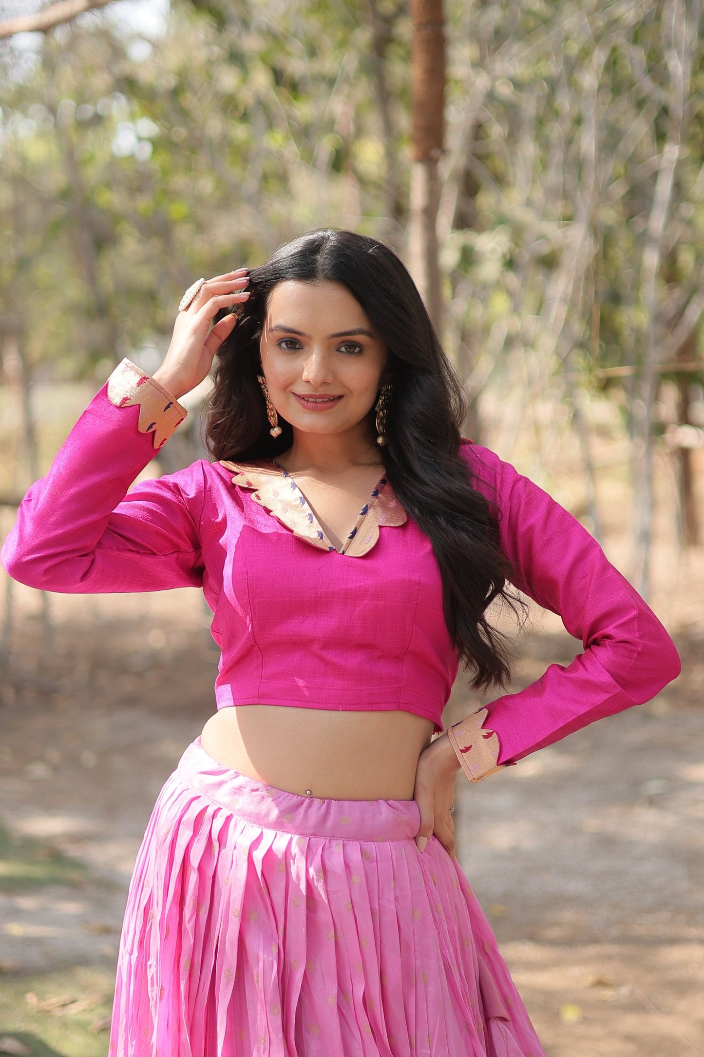 DAYBLE VISCOSEKALAMKARI JARI WEAVING LEHENGA CHOLI (WDN107)