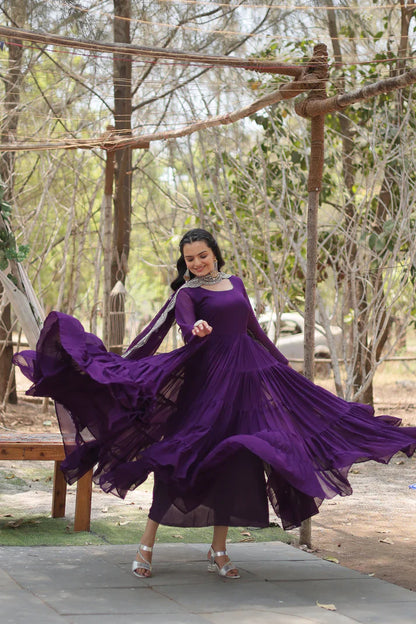 Desirable Women's gown Made With Faux Blooming Fabrics and Designer Embroidered Dupatta(WD16) (05)
