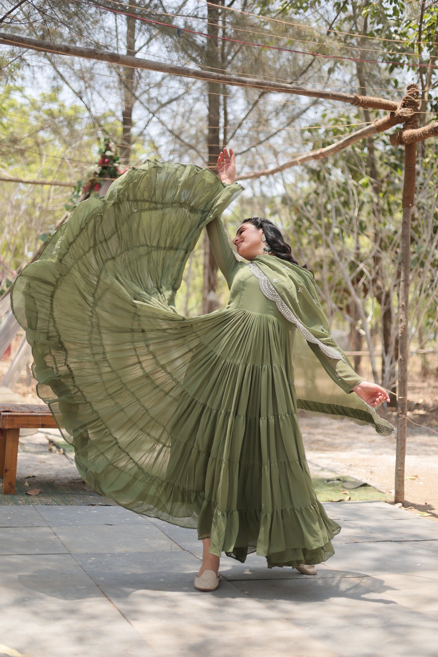 Desirable Women's gown Made With Faux Blooming Fabrics and Designer Embroidered Dupatta (WDN16) 03