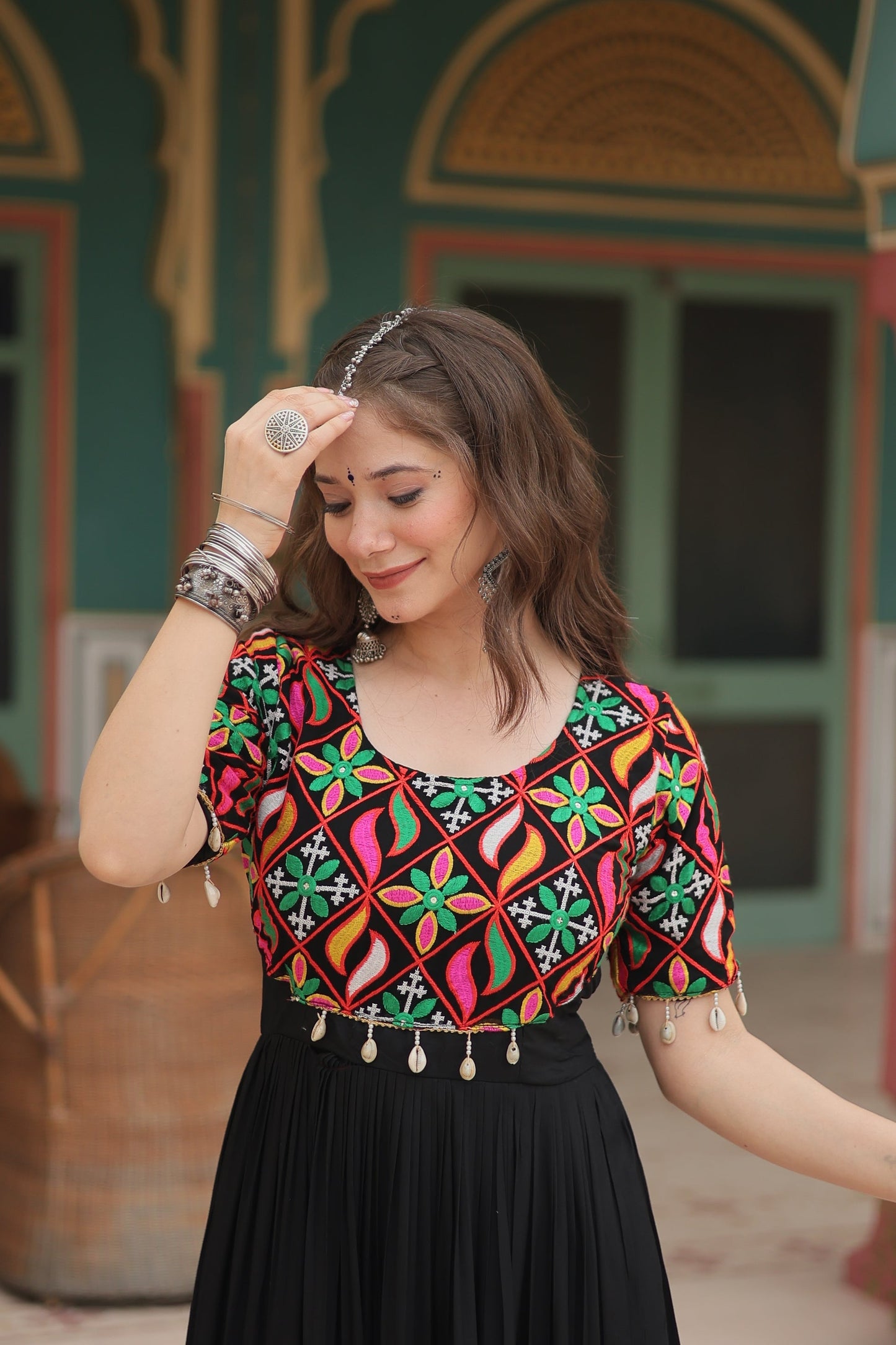 NAVRATRI SPECIAL RAYON GAMTHI WORK GOWN (WDN49)