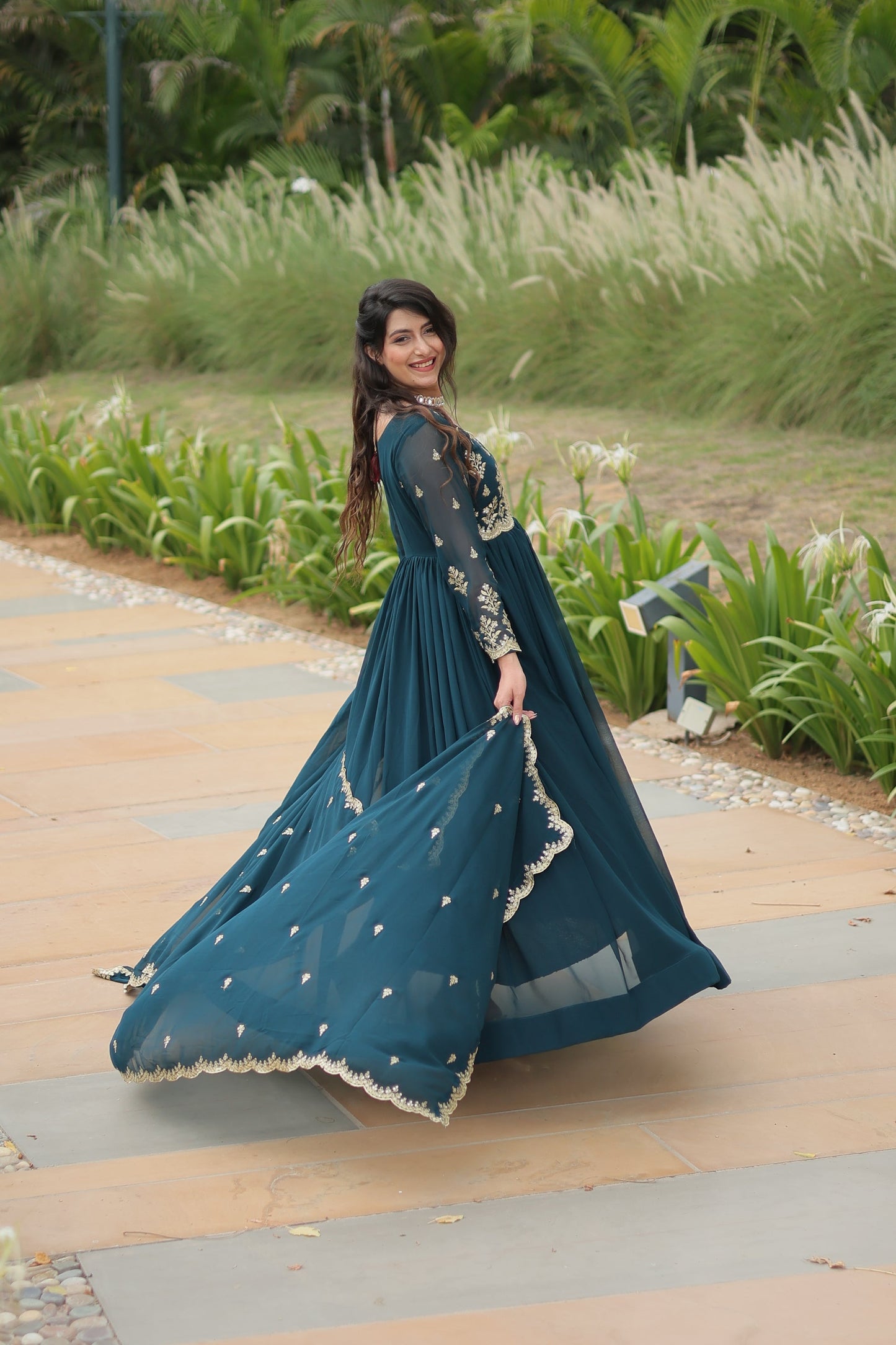 FESTIVAL SPECIAL FAUX BLOOMING SEQUINS EMBROIDERED GOWN WITH DUPATTA (WDN19)