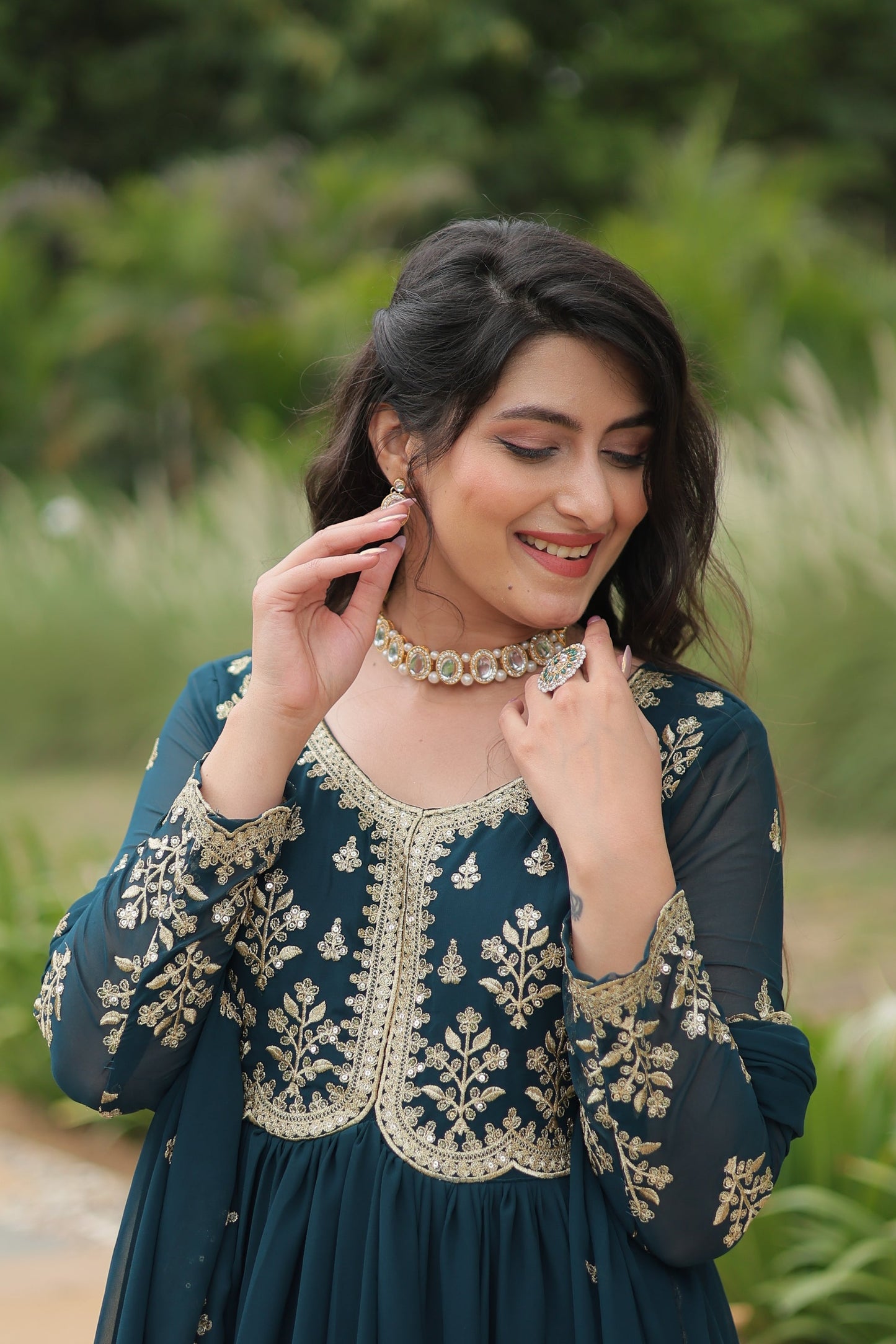 FESTIVAL SPECIAL FAUX BLOOMING SEQUINS EMBROIDERED GOWN WITH DUPATTA (WDN19)