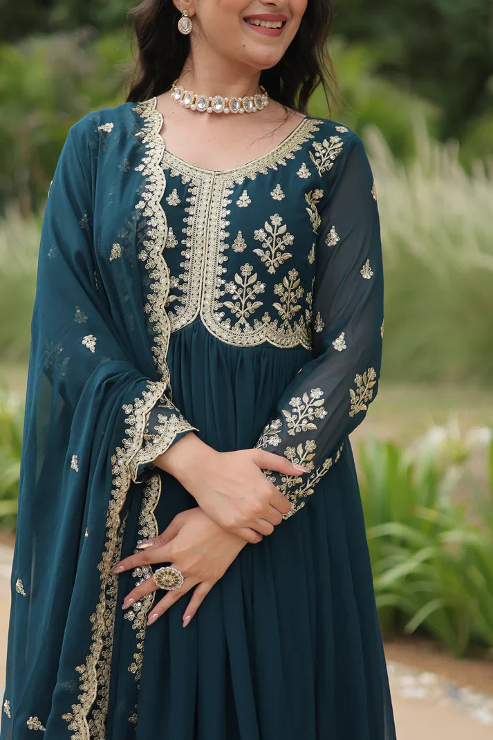 FESTIVAL SPECIAL FAUX BLOOMING SEQUINS EMBROIDERED GOWN WITH DUPATTA (WD21)
