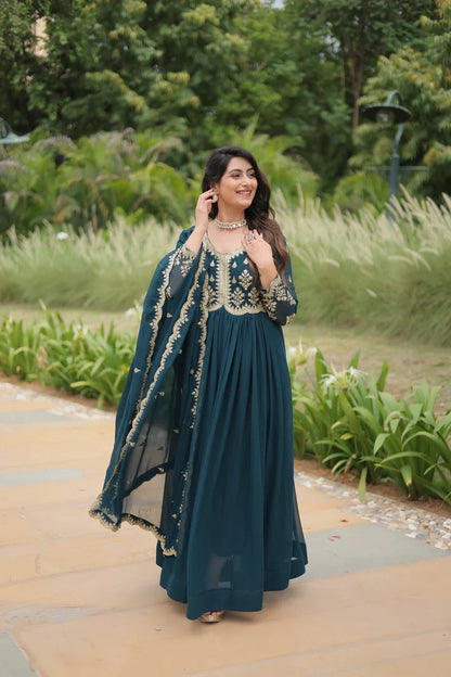 FESTIVAL SPECIAL FAUX BLOOMING SEQUINS EMBROIDERED GOWN WITH DUPATTA (WD21)
