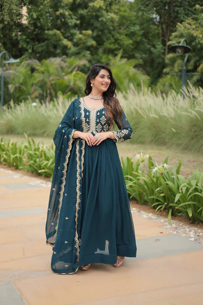 FESTIVAL SPECIAL FAUX BLOOMING SEQUINS EMBROIDERED GOWN WITH DUPATTA (WD21)