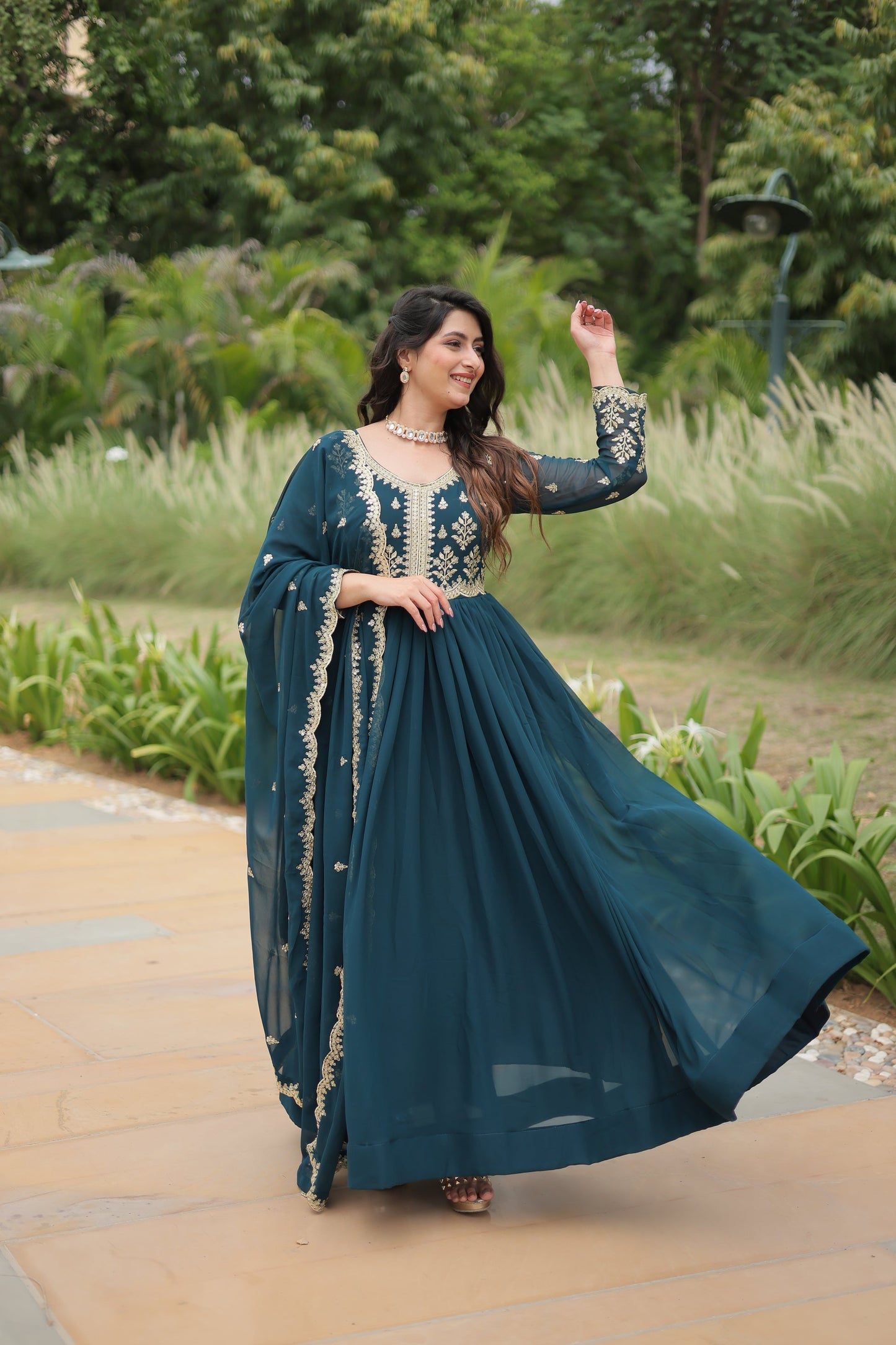 FESTIVAL SPECIAL FAUX BLOOMING SEQUINS EMBROIDERED GOWN WITH DUPATTA (WDN19)