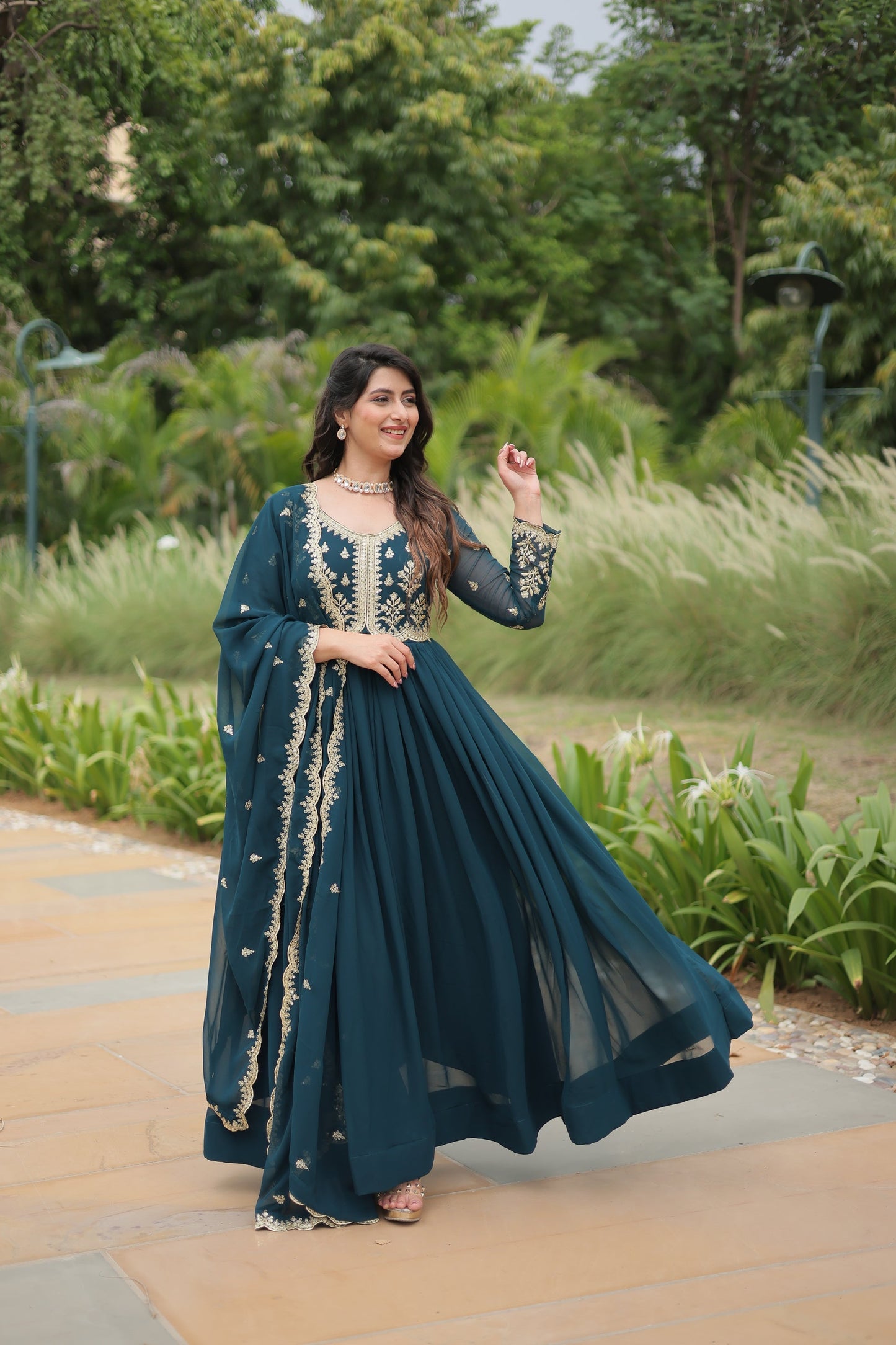 FESTIVAL SPECIAL FAUX BLOOMING SEQUINS EMBROIDERED GOWN WITH DUPATTA (WDN19)