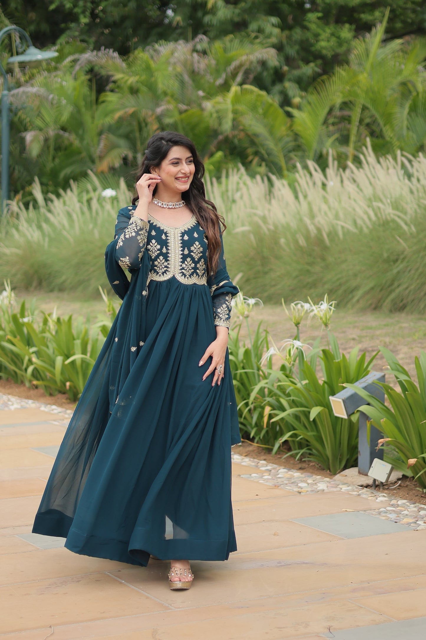 FESTIVAL SPECIAL FAUX BLOOMING SEQUINS EMBROIDERED GOWN WITH DUPATTA (WDN19)