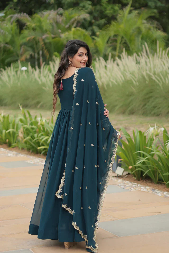 FESTIVAL SPECIAL FAUX BLOOMING SEQUINS EMBROIDERED GOWN WITH DUPATTA (WD21)