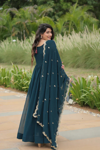 FESTIVAL SPECIAL FAUX BLOOMING SEQUINS EMBROIDERED GOWN WITH DUPATTA (WD21)