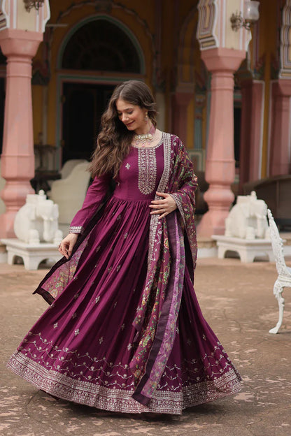 FESTIVAL SPECIAL SEQUINS EMBROIDERES GOWN WITH DUPATTA(WD22) (01)