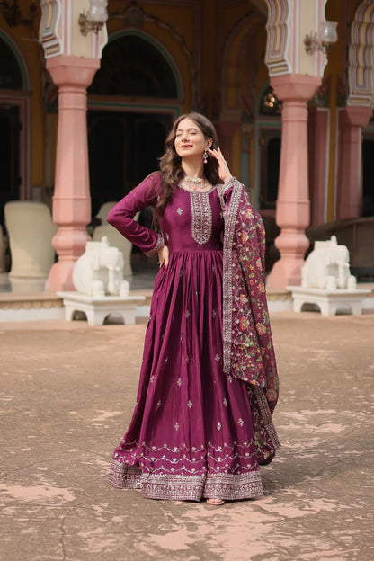 FESTIVAL SPECIAL SEQUINS EMBROIDERES GOWN WITH DUPATTA(WD22) (01)