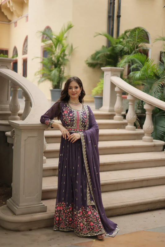 WEDDING SPECIAL FAUX GEORGETTE EMBROIDERED SHARARA WITH DUPATTA(WD126)(02)