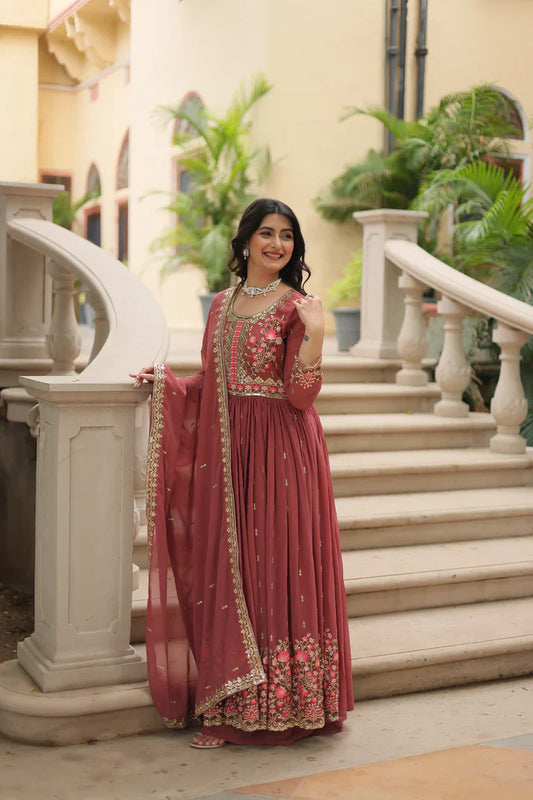 WEDDING SPECIAL FAUX GEORGETTE EMBROIDERED SHARARA WITH DUPATTA(WD126)(01)