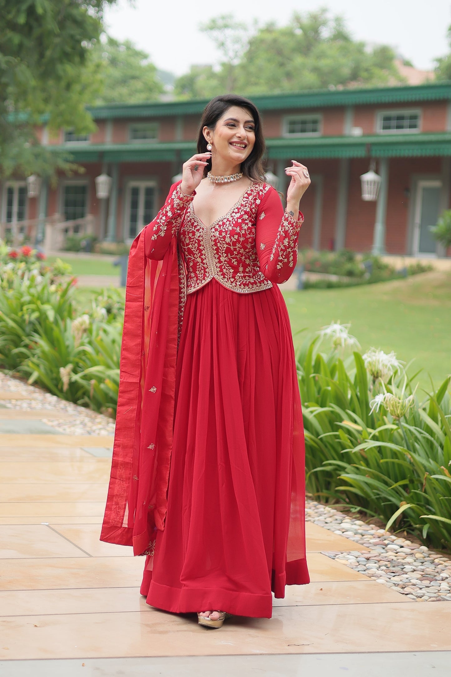 WEDDING SPECIAL FAUX BLOOMING SEQUINS EMBROIDERED GOWN WITH DUPATTA (WDN32) 01