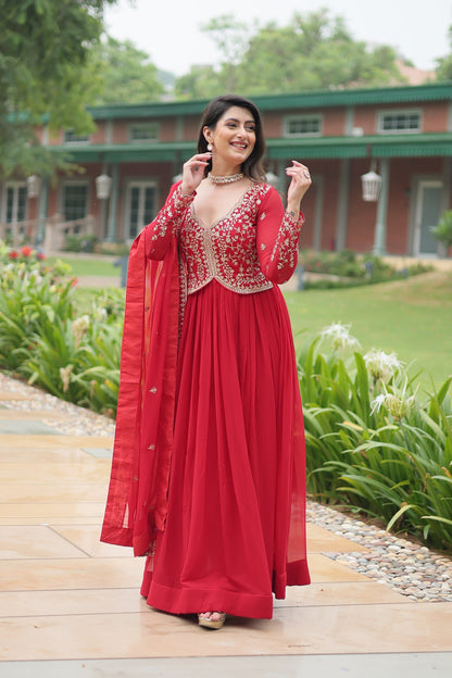 WEDDING SPECIAL FAUX BLOOMING SEQUINS EMBROIDERED GOWN WITH DUPATTA (WDN32) 01