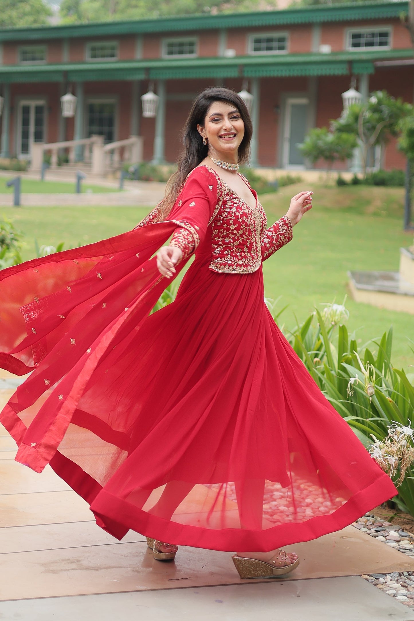 WEDDING SPECIAL FAUX BLOOMING SEQUINS EMBROIDERED GOWN WITH DUPATTA (WDN32) 01