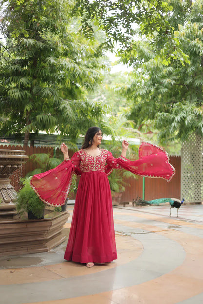 WEDDING SPECIAL SEQUINS EMBROIDERED GOWN WITH DUPATTA(WD23)