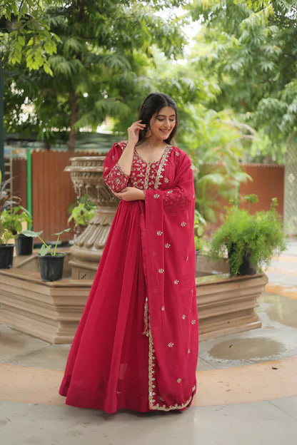 WEDDING SPECIAL SEQUINS EMBROIDERED GOWN WITH DUPATTA(WD23)