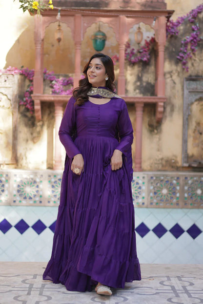 WEDDING SPECOAL STAR GEORGETTE GOWN WITH DUPATTA(WD123) (01)