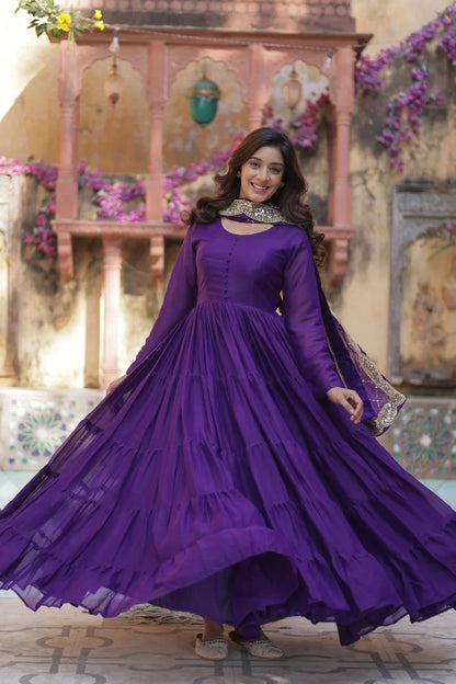 WEDDING SPECOAL STAR GEORGETTE GOWN WITH DUPATTA(WD123) (01)