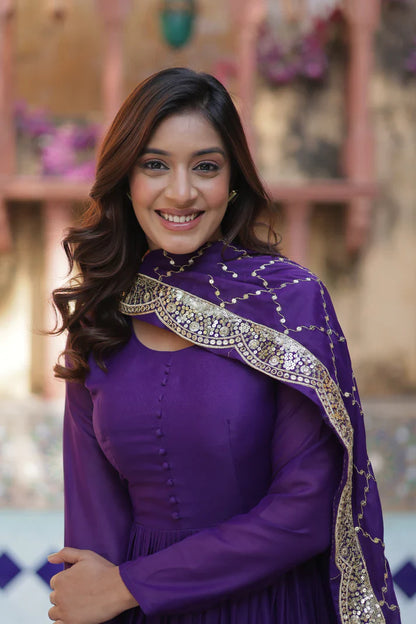 WEDDING SPECOAL STAR GEORGETTE GOWN WITH DUPATTA(WD123) (01)