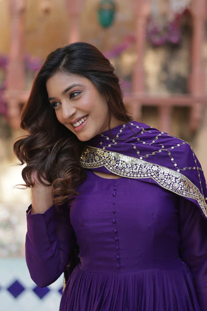 WEDDING SPECOAL STAR GEORGETTE GOWN WITH DUPATTA(WD123) (01)