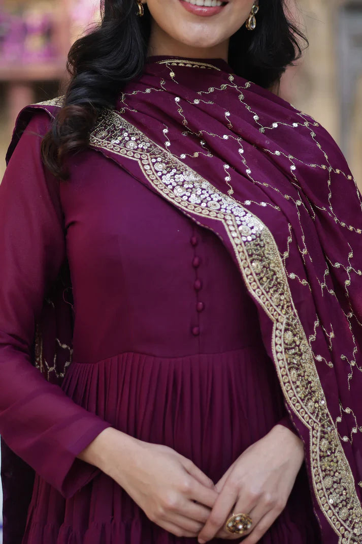 WEDDING SPECOAL STAR GEORGETTE GOWN WITH DUPATTA(WD54) (03)