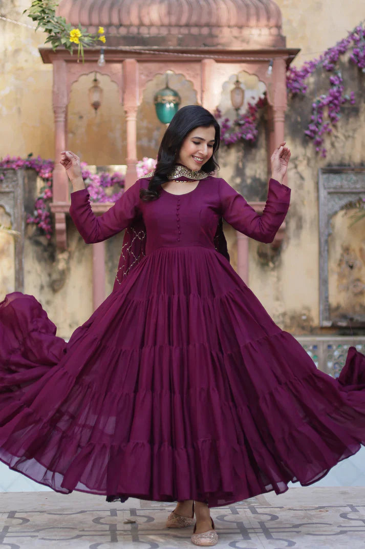 WEDDING SPECOAL STAR GEORGETTE GOWN WITH DUPATTA(WD54) (03)