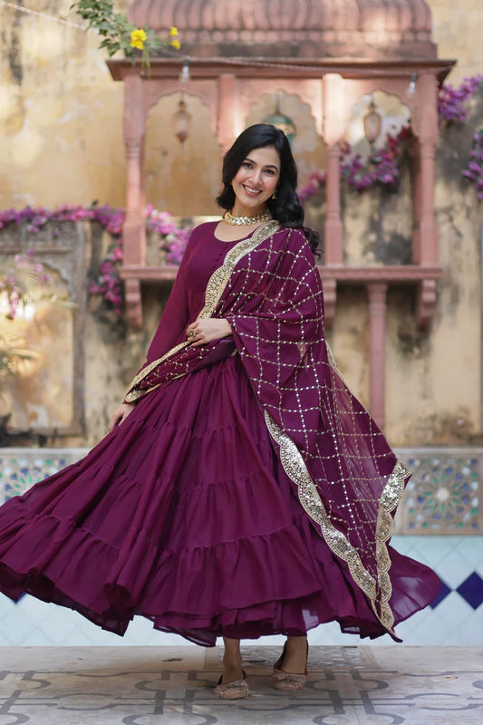 WEDDING SPECOAL STAR GEORGETTE GOWN WITH DUPATTA(WD123) (03)