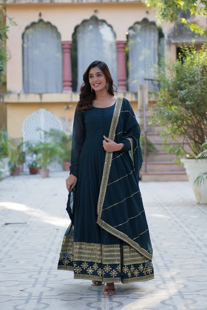 WEDDING SPECIAL FAUX BLOOMING GEORGETTE SEQUINS EMBROIDERD GOWN WITH DUPATTA(WD119) (02)
