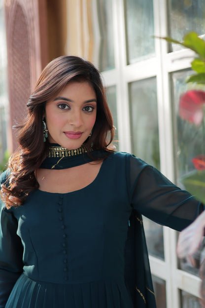 WEDDING SPECIAL FAUX BLOOMING GEORGETTE SEQUINS EMBROIDERD GOWN WITH DUPATTA (WDN35) 02