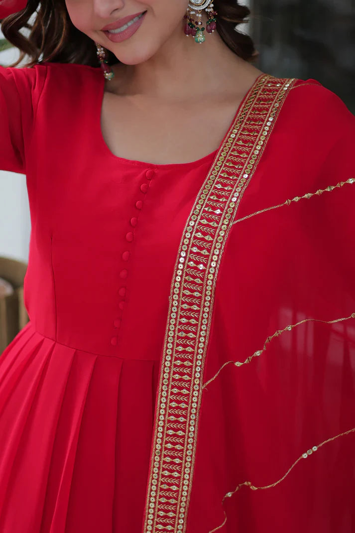 WEDDING SPECIAL FAUX BLOOMING GEORGETTE SEQUINS EMBROIDERD GOWN WITH DUPATTA(WD119) (01)