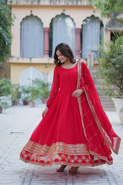 WEDDING SPECIAL FAUX BLOOMING GEORGETTE SEQUINS EMBROIDERD GOWN WITH DUPATTA(WD119) (01)