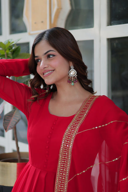 WEDDING SPECIAL FAUX BLOOMING GEORGETTE SEQUINS EMBROIDERD GOWN WITH DUPATTA (WDN35) 01