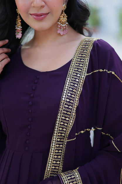 WEDDING SPECIAL FAUX BLOOMING GEORGETTE SEQUINS EMBROIDERD GOWN WITH DUPATTA (WDN35)