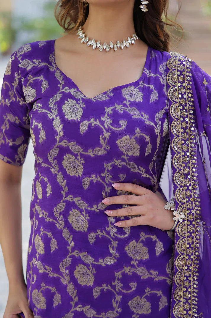 WEDDING SPECIAL VISCOSE GEORGETTE JACQUARD GHARARA SET WITH DUPATTA(WD120) (02)